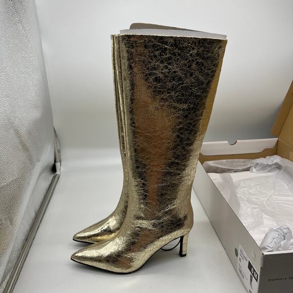 Worthington Womens Pleasant Stiletto Heel Dress Boots Gold Size 6 - Picture 3 of 10